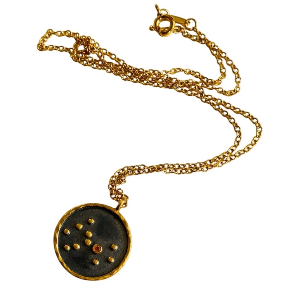 Satya Zodiac Scorpio sign Citrine gem necklace 18K‎ gold plated Horoscope 18"